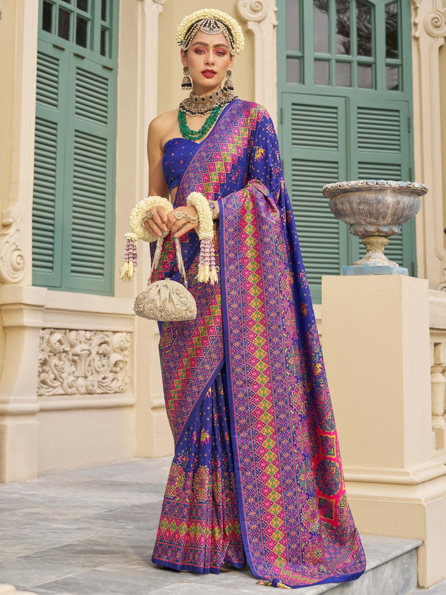Blue color banarasi silk saree for women