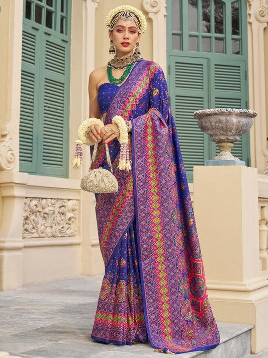 Blue color banarasi silk saree for women