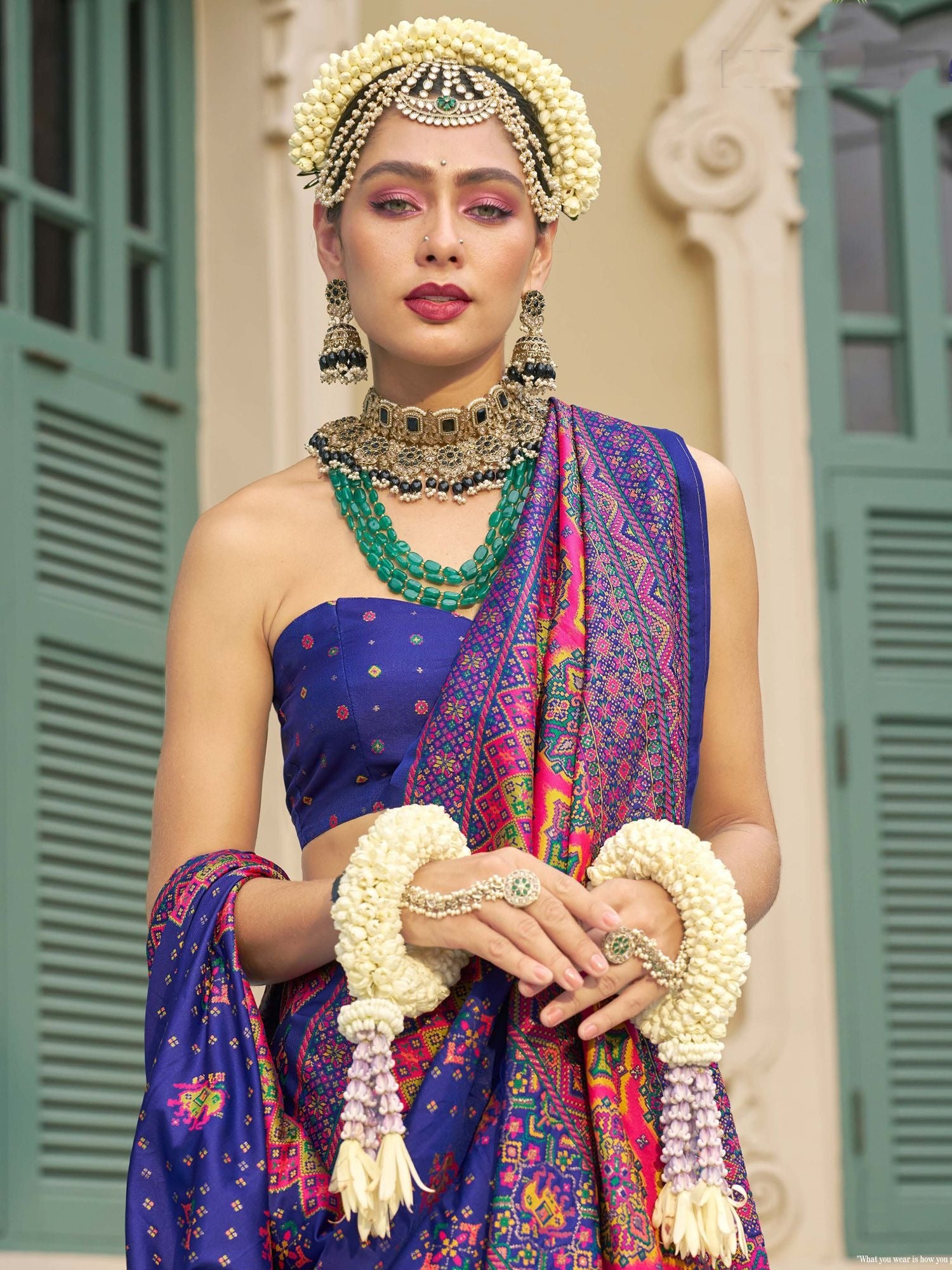 Blue color banarasi silk saree online