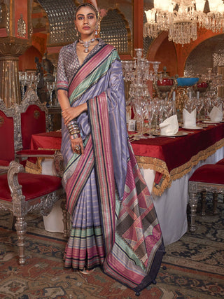 Purple color silk saree images