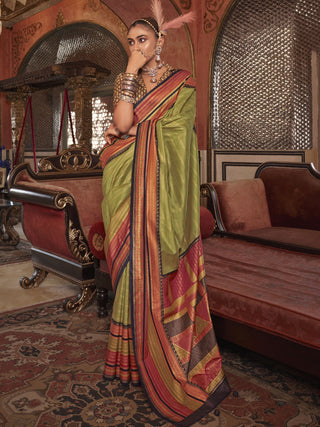 Pista Color silk saree for women images