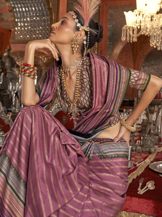 Onion color weaving saree images