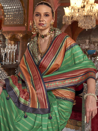 Dark Green designer silk saree images