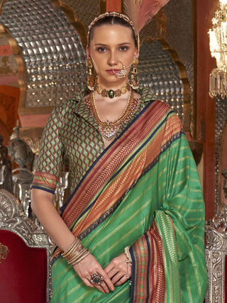 Dark Green designer silk saree online shopping