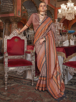 Brown silk saree for women