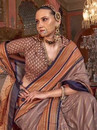 Brown silk saree for women online