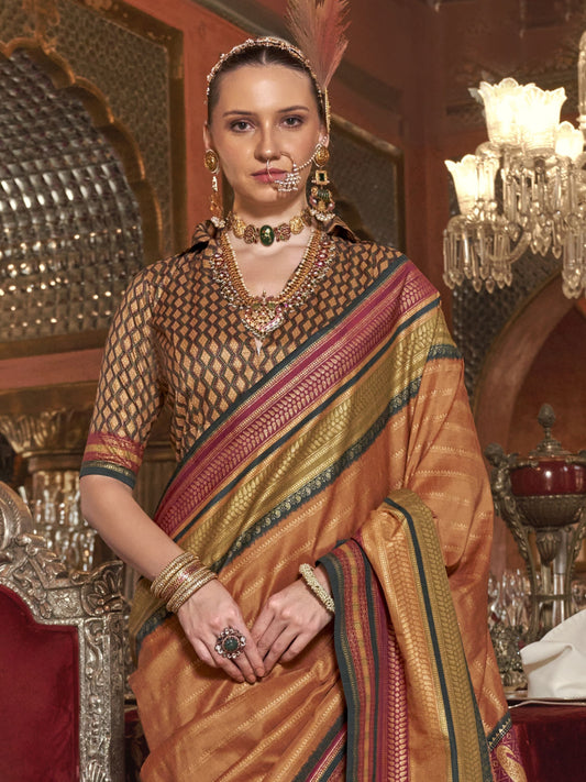 Orange color silk saree for women price