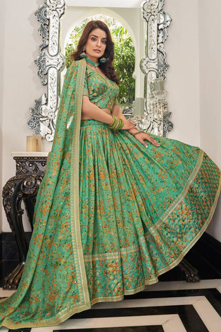 Party wear organza lehenga for wedding