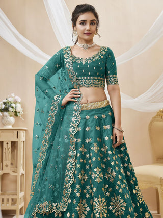 Art silk green lehenga choli