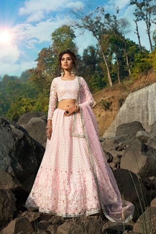 Soft Net Pink Lehenga