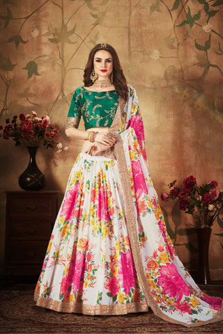 Simple organza lehenga choli with dupatta