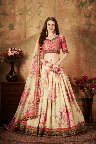 Peach color Lehenga with contrast blouse