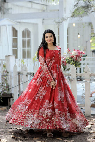 Regular georgette Red  Gown