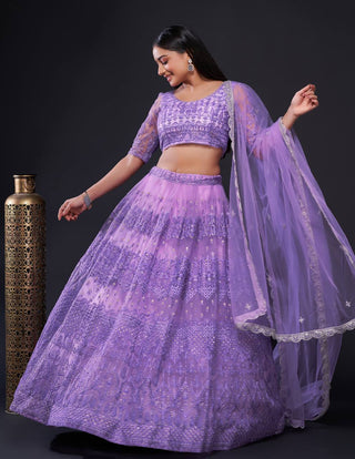 Lavender color soft net lehenga choli for women images