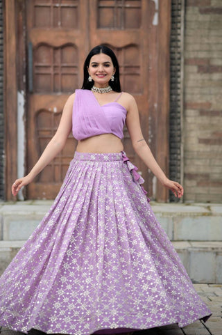 light purple colour lehenga for bride