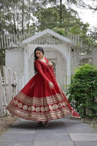 Maroon Gown For Part Wear