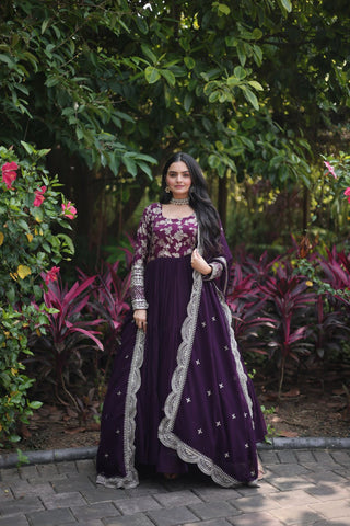 dark purple anarkali dress