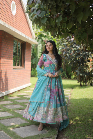 Rama Anarkali For Party Wear