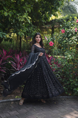 black anarkali gown dress