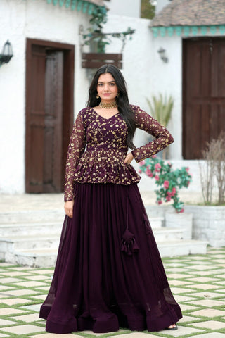 Dark purple Lehenga combination