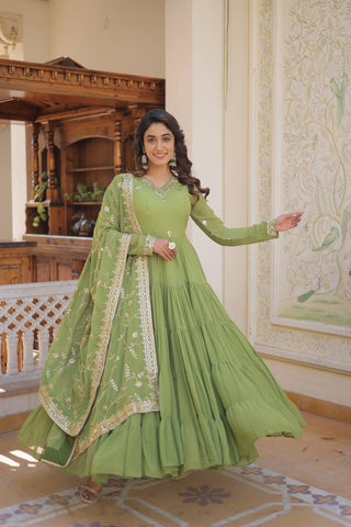 Parrot-green anarkali