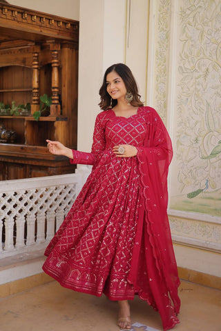 PINK ANARKALI wedding wear gown for women