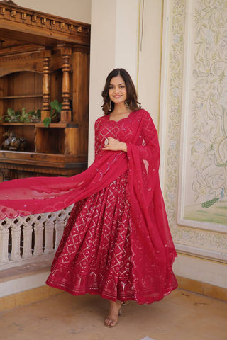 Embroidered work DUPATTA with gown