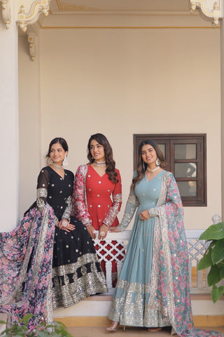 Long Anarkali Dress With Dupatta