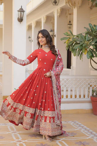 Red Georgette Anarkali Gown