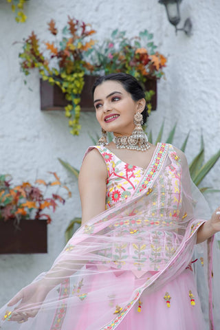 Pink lehenga choli with dupatta