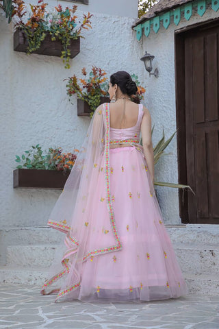 Stylish pink color lehenga choli for party wear