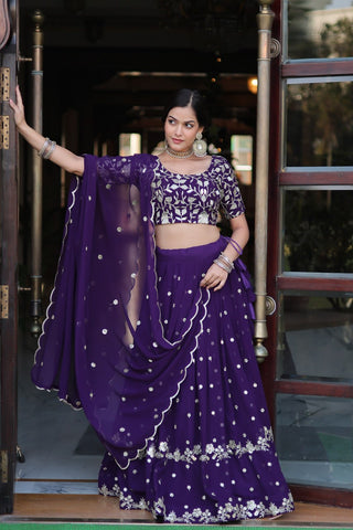 Dark purple Lehenga combination