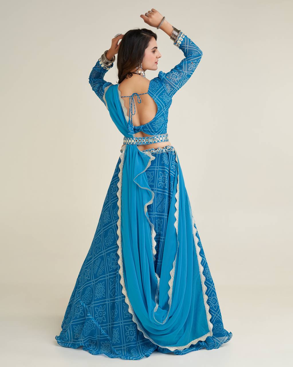 Navratri wear blue lehenga choli for women price