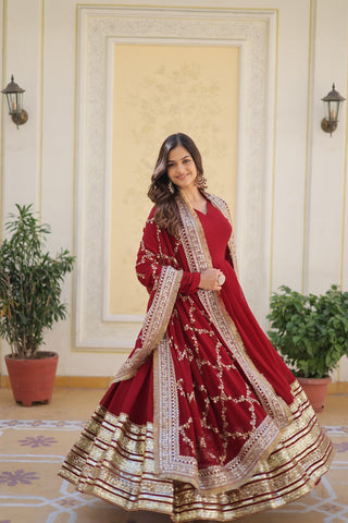 Maroon Long Gown for Wedding