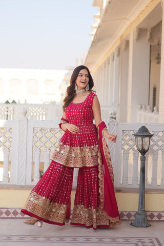 Rani pink sharara suit for wedding