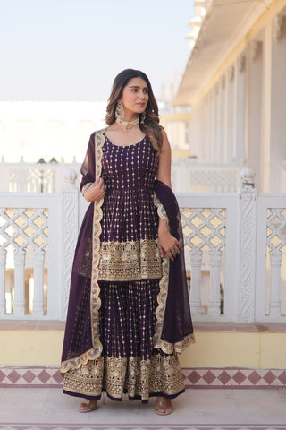 faux georgette Wine sharara