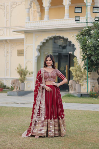 Red lehenga party wear for girl