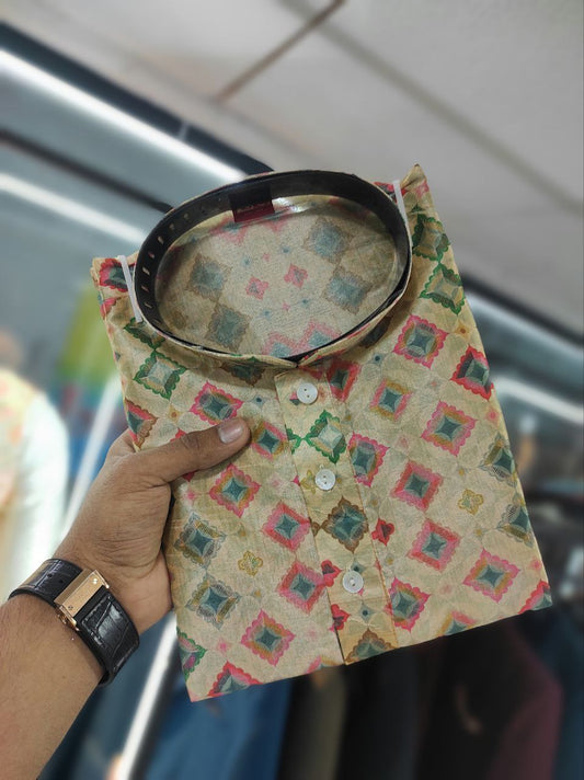 Multi color silk kurta