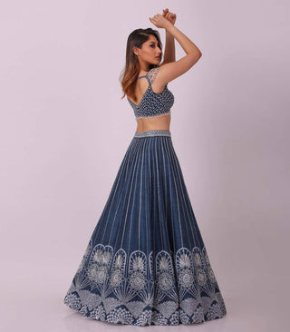 Wedding wear Morpeach silk lehenga choli with dupatta