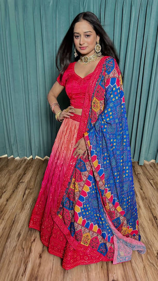 Fancy stylish chinon silk lehenga choli