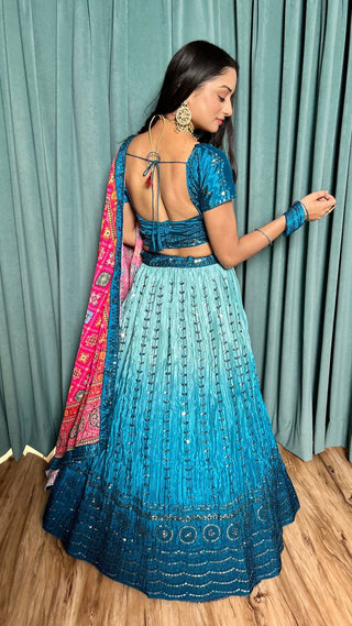 Blue color traditional lehenga choli