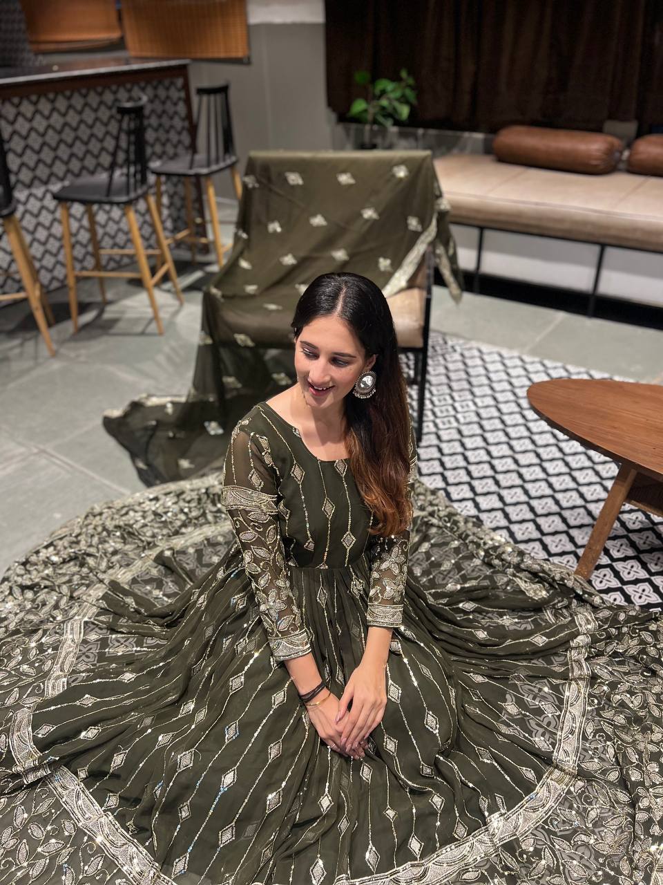 Green Ethnic dress for mehndi function
