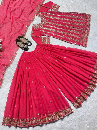 Designer cotton kurta plazzo suit