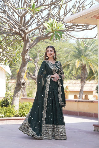 dark green lehenga for bride