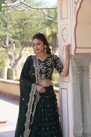 dark green lehenga