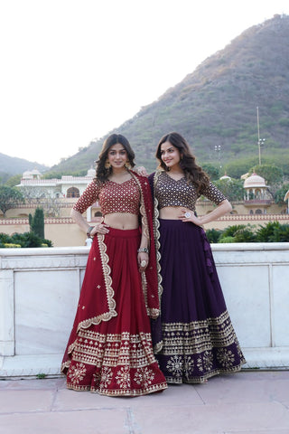 Wine, Maroon Lehenga