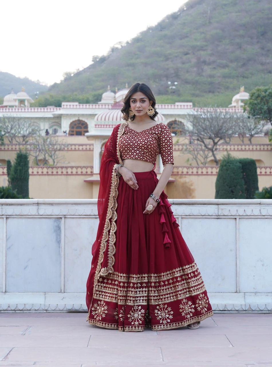 Simple maroon lehenga bridal