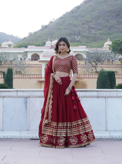 Simple maroon lehenga bridal