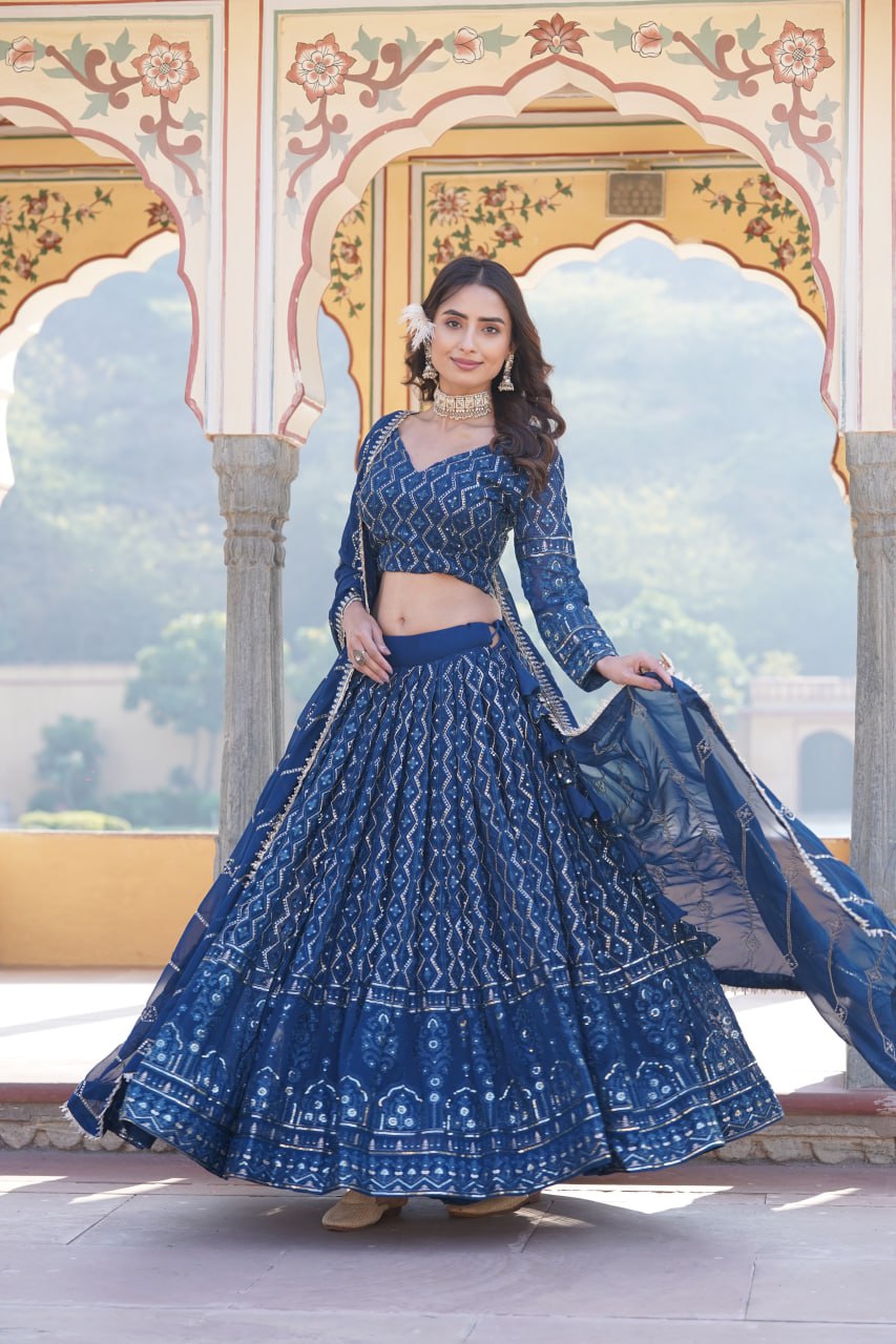 faux georgette RAma Lehenga engagement
