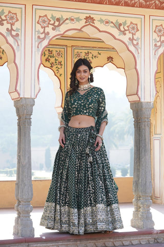 Dark green lehenga for wedding